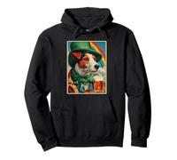 Jack Russell Bebiendo Cerveza Vintage Día de San Patricio Perro irlandés Sudadera con Capucha