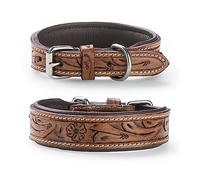 Jack & Russell Collar de piel para perro de piel auténtica, tallado y acolchado a mano, collar de piel de búfalo, collar de perro Abey (M (31,5-42,0 cm)