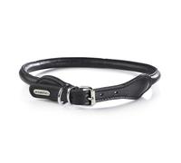 Jack & Russell Collar para Perro de Piel de Búfalo Acolchado - Redondo Baxter (Negro, M 35,0-41,0 cm)