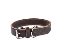 Jack & Russell - Collar para perro de piel grasa, hecho a mano, de cuero genuino, resistente para perros pequeños, medianos y grandes, para perros pequeños y medianos, color negro
