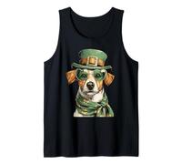 Jack Russell con Corazones Gafas de Sol tréboles día de San Patricio Camiseta sin Mangas