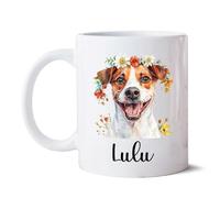 Jack Russell Con Corona De Flores Tazas De Regalo Novedad Tazón Cerámica Tazas Té Regalos Novedosos Para Oficina Trabajo Colegas 330 Ml