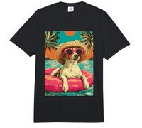 Jack Russell con Gafas de Sol Lindo Perro Tropical Fiesta en la Piscina Comfort Colors Adult Heavyweight T-Shirt