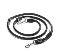 Jack & Russell Correa de piel para perros de 2,0 m con mosquetón de acero inoxidable - Correa de piel para perros ajustable varias veces - Correa redonda, correa Davy (negro)
