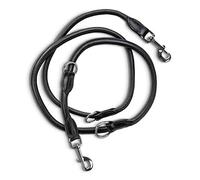 Jack & Russell Dexter - Correa de piel negra (2,0 m, ajustable)