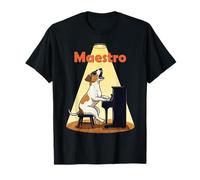 Jack Russell Dog Maestro Tocando Piano Músico Divertido Camiseta