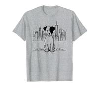 Jack Russell NY perro New York arte de línea, diseño de horizonte de Nueva York Camiseta