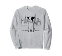 Jack Russell NY perro New York arte de línea, diseño de horizonte de Nueva York Sudadera
