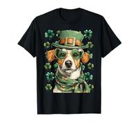 Jack Russell Shamrocks Hearts Gafas de Sol Día de San Patricio Camiseta