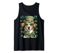 Jack Russell Shamrocks Hearts Gafas de Sol Día de San Patricio Camiseta sin Mangas