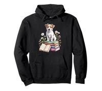 Jack Russell Terrier Bookworm Flowers Book Reading Books Sudadera con Capucha