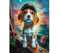 Jack Russell Terrier con un Sombrero Rompecabezas 500 Piezas Cartón Resistente Para Mayores Mascota de Vida Silvestre Desarrollo Lógica Entretenimiento Toda La Familia Decoración Salón Reyes Magos 500