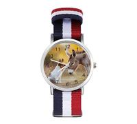 Jack Russell Terrier Dog and Donkey - Reloj de pulsera de cuarzo personalizado con números arábigos con correa ajustable para hombres y mujeres