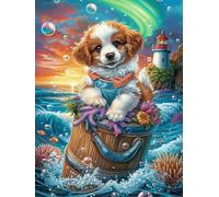 Jack Russell Terrier en un Barril Rompecabezas 500 Piezas Cartón para Expertos Mascota de Vida Silvestre Actividad Familiar Educativa Hobby Colección Reunión Familiar Juegos Regalo Sorpresa 500 PCS