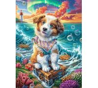 Jack Russell Terrier en un Entorno Tropical Rompecabezas 300 Piezas Cartón Para Mayores Mascota de Vida Silvestre Terapia Ocupacional Regalo Corporativo Garantía Satisfacción Regalo Reyes Magos 300 PC
