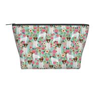 Jack Russell Terrier Floral, Bolsa de artículos de tocador Bolsa de Maquillaje Bolsa de cosméticos Bolsa de artículos de tocador de Viaje portátil