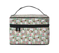 Jack Russell Terrier Floral, Bolsa de Maquillaje Bolsa de cosméticos Bolsa de Aseo de Viaje portátil Estuche para lápices