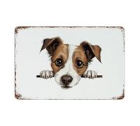 Jack Russell Terrier - Letrero de metal de 30,5 x 45,7 cm, para valla de oficina de campo, terraza, decoración del hogar, garaje, amantes de perros y gatos, placas artísticas para pared de café y bar