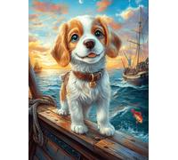 Jack Russell Terrier Marinero Rompecabezas 500 Piezas Cartón Grueso para Parejas Mascota de Vida Silvestre Desarrollo Habilidades Actividad Familiar Educativa Decoración Dormitorio 500 PCS