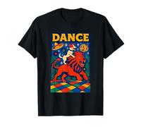 Jack Russell Terrier Montando un León Danza Brillante Pop Art Camiseta