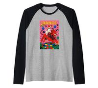 Jack Russell Terrier Montando un León Danza Brillante Pop Art Camiseta Manga Raglan