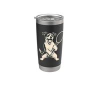 Jack Russell Terrier Tenis Deportes Vintage Perro Amante Vaso térmico de acero inoxidable de doble pared