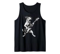 Jack Russell Terrier Tocando Bajo Música Rock Perro Camiseta sin Mangas