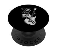 Jack Russell Terrier Tocando Guitarra Rock Música Amante de PopSockets PopGrip Adhesivo