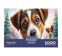 Jack Russell TerrierCachorroPuzzle Imposible,desafío for Adults Snowy Bosque Entretenimiento Creativo 1000 Piezas Obra De Arte De Juego De para Adultos Y Niños A Partir De 12 Años 52x38cm/1000pcs