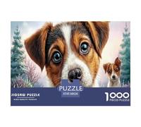 Jack Russell TerrierCachorroPuzzles Imposible,desafío for Adults Snowy Bosque 1000 Piezas Obra De Arte De Juego De para Adultos Y Niños Mayores De 12 Años 38x26cm/1000pcs