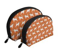 Jack Russell Terriers Naranja Lindo Perro Jack Russells, Bolsa de Maquillaje de Concha, Monedero pequeño para Mujer, Bolsa de artículos de tocador, Bolsa de cosméticos, 2 Piezas