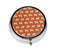 Jack Russell Terriers Naranja Lindo Perro Jack Russells, Pastillero, Pastillero redondo Pequeño contenedor de pastillas Organizador de pastillas de viaje