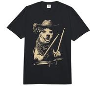 Jack Russell Tocando la batería Funny Cowboy Dog Western Drummer Comfort Colors Adult Heavyweight T-Shirt