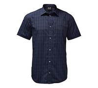 Jack Wolfskin Camisa de ventilación elástica Rays para Hombre, Hombre, Camisa, 1401552, Cuadros Azules de Noche, M