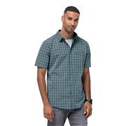 Jack Wolfskin Camisa estándar Hot Springs para Hombre, diseño a Cuadros Color Verde Azulado, Talla M