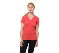 Jack Wolfskin Camiseta Crosstrail T, Camiseta de Manga Corta para Mujer, Rojo Vibrante., M