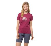 Jack Wolfskin Camiseta de Manga Corta para Mujer, Crosstrail Graphic T W, Sangria Red, L, Sangría Rojo, L