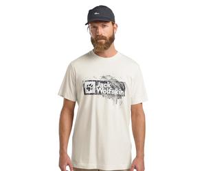 Jack Wolfskin Camiseta para Hombre Brand T M, Wood Cotton White, S