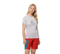 Jack Wolfskin Crosstrail Graphic T W Camiseta de Manga Corta, Blanco Cloud, L Mujer, Blanco Cloud, L