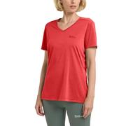 Jack Wolfskin Crosstrail T - Camiseta de Manga Corta para Mujer, Rojo Vivo, L