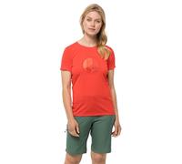 Jack Wolfskin Gráfico Cruzado Camiseta de Manga Corta, Mujer, Naranja Tango, L