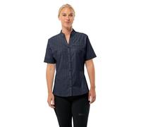 Jack Wolfskin Norbo S/S Shirt W Blusa, Azul Noche/Cuadros, m Mujer, Azul Noche/Azulejos, M