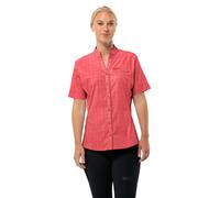 Jack Wolfskin Norbo S/S Shirt W Blusa, Rojo Brillante a Cuadros, XXL Mujer, Rojo Brillante A Cuadros, XXL