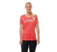 Jack Wolfskin Peak Graphic T W T-Shirt, Rojo Vivo, L Mujer, Rojo Vivo, L