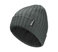 Jack Wolfskin Rib Knit Gorro Beanie Unisex-Adulto, Pizarra/Verde, Talla única