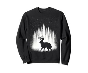 Jackalope Caminando a través del Bosque Blanco Bajo Estrellas Sudadera