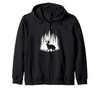 Jackalope Caminando a través del Bosque Blanco Bajo Estrellas Sudadera con Capucha