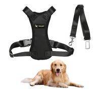 Jackanna Arnés de pecho para mascotas, cinturón de seguridad para perros, chaleco ajustable acolchado suave para perros para llevar en el coche y viajar (negro, S)