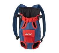 Jackanna Bolsa para mascotas, mochila portátil Out and About, para perro y gato, pecho de cuatro patas (rojo y azul, XXL)