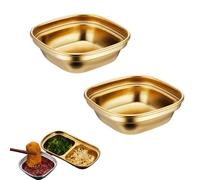 JACKANNA Cuenco redondo de acero inoxidable para especias, cuenco dorado pequeño para salsa de acero inoxidable, para salsa, cuenco pequeño para salsas (dorado, 1 compartimento)